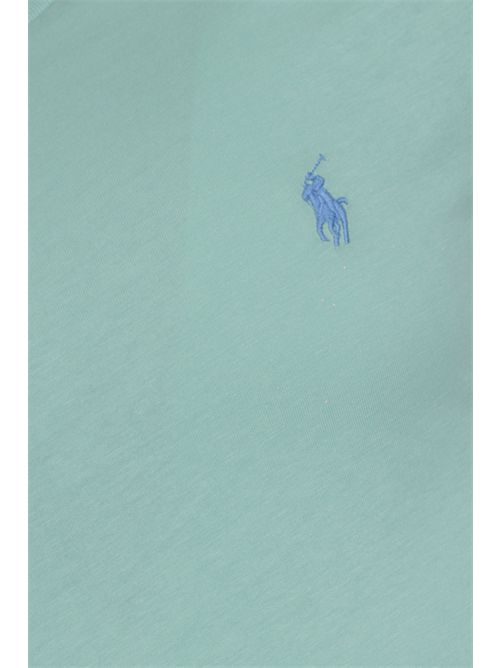 T-shirt in cotone con logo Pony Verde acqua POLO RALPH LAUREN | 710671438507